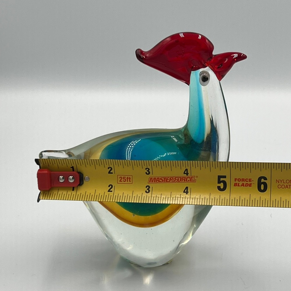 Art Glass Rooster Figurine OS Multicolor NWOT Murano Style Bird - Picture 5 of 5